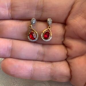 Danbury Mint Simulated Ruby Drop Earrings